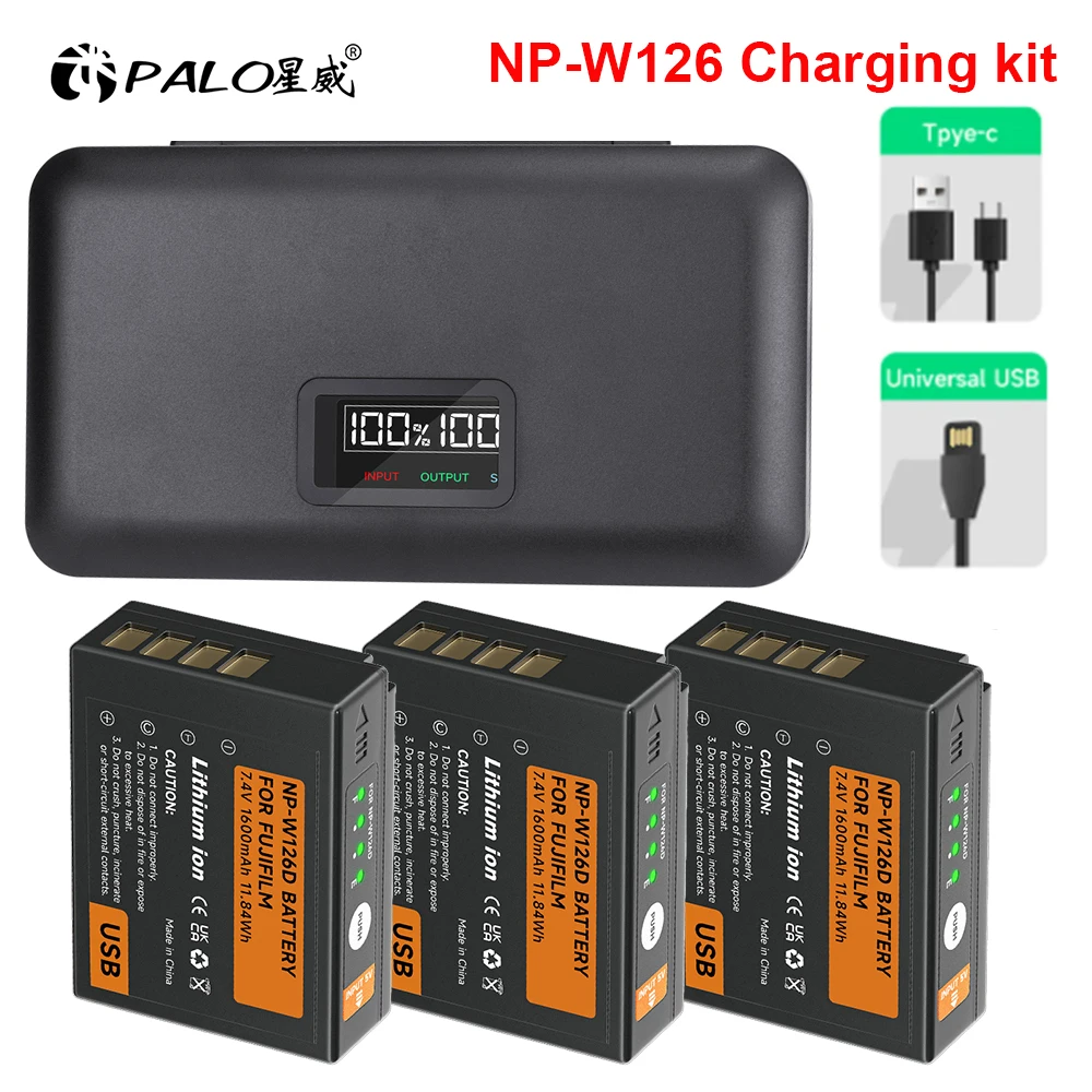 

NP-W126S NP-W126 NP W126 USB Battery With Storage Case Charger for Fujifilm Fuji XT20 XT3 XPro1 Pro2 X-Pro1 X-T1 XT1 HS30EXR