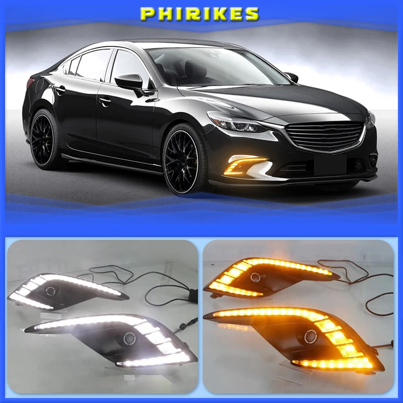 

For Mazda 6 Atenza 2016 2017 2018 Daytime Running Light LED DRL fog lamp Driving lights Yellow Turn Signal Lamp