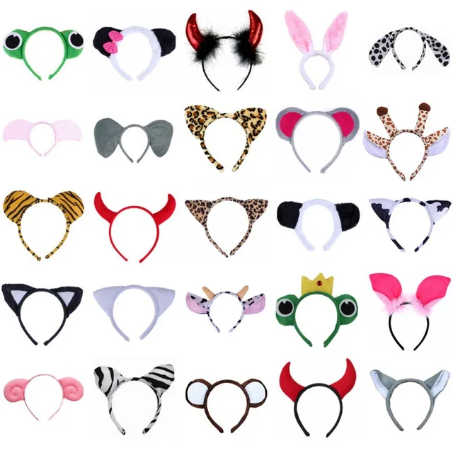 Cute Cartoon nakrycia głowy ze zwierzętami Cosplay Anime żaba małpa tygrys Masquerade impreza z okazji Halloween rekwizyty Kawaii opaska z kotem prezenty urodzinowe
