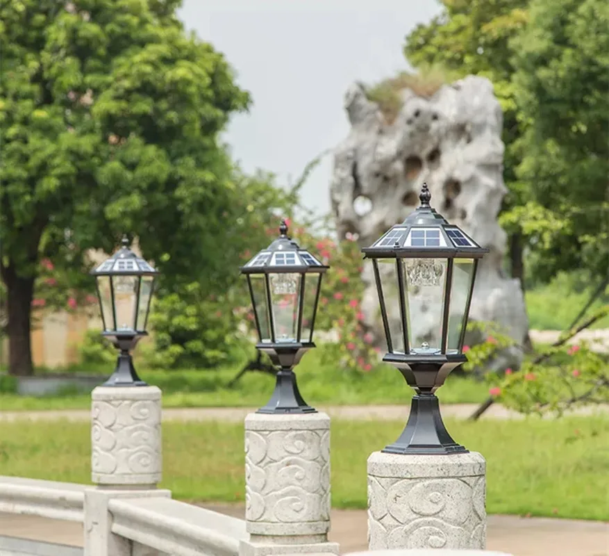 Solar LED Light Outdoor Lamp Pillar Light Solar Panel Spotlights Garden Decoration Outdoor Street Wall Sconce Lamp Sunlight