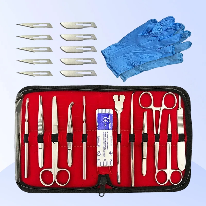 

Medical Students Suture Practice Kit Stainless Steel Probe Scissors Tweezers Student Experimental Tool Combination Kit Model