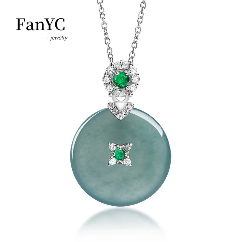 

Natural Jadeite Blue Water Amulet Pendant S925 Silver Inlaid Hand-carved Exquisite Fashion Ice Jade Necklace Ladies Holiday Gift