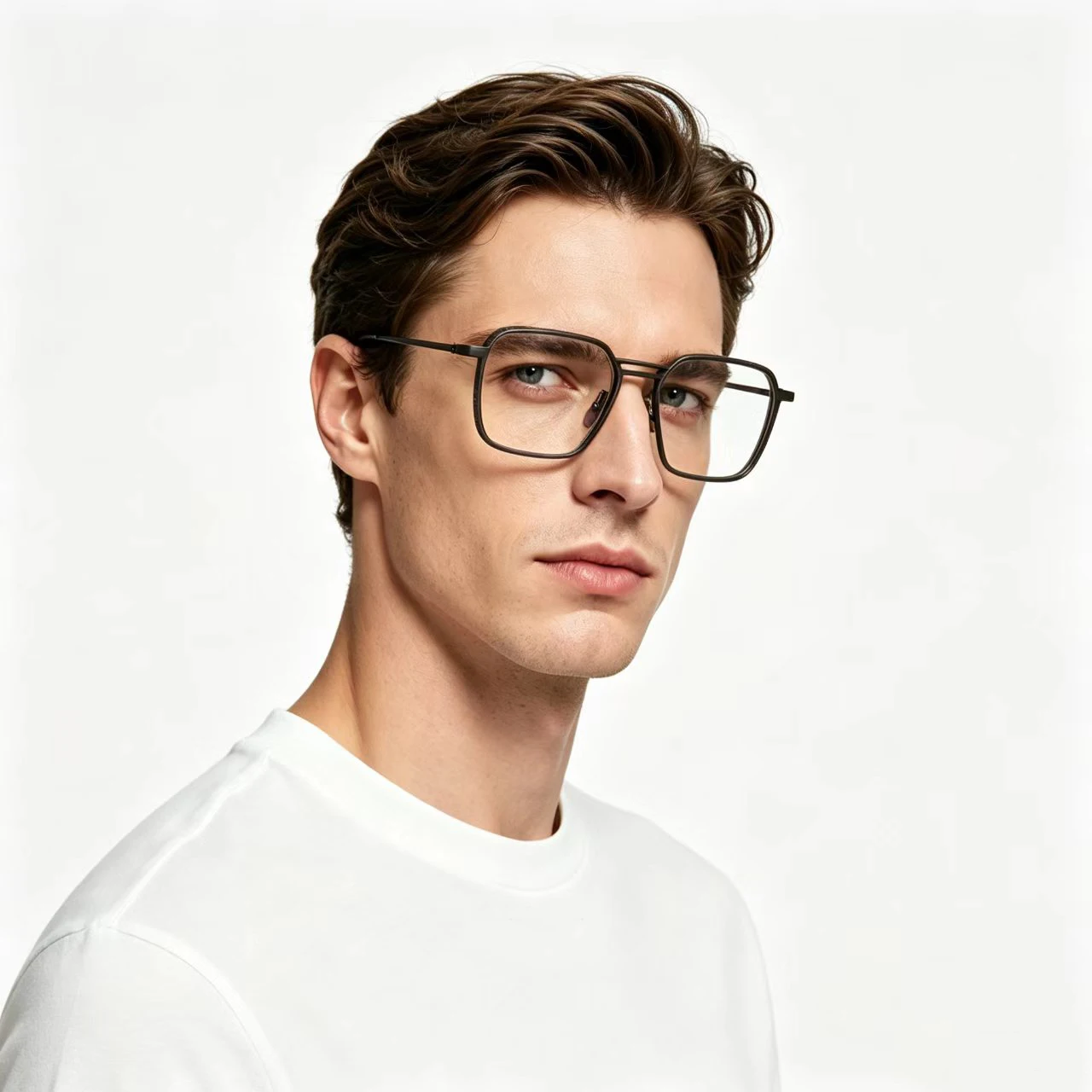 

Men's Square Eyeglasses Frame Ultra Light Metal Eyewear for Prescription Lenses Business Casual Fashion Optical Glasses DTX125