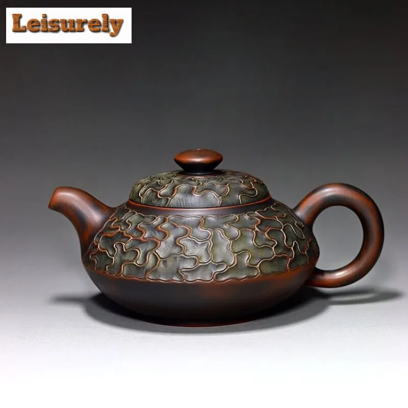 240ml Qinzhou Nixing Pottery Teapot Famous Handmade Bark Texture Image Pot Raw Ore Purple Mud Kettle Chinese Tea Set Collection