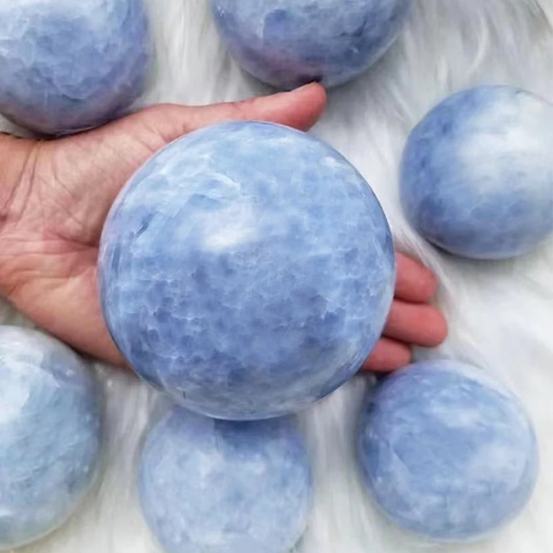 

100-800g Natural Blue Celestite Sphere Quartz Crystal Ball Healing