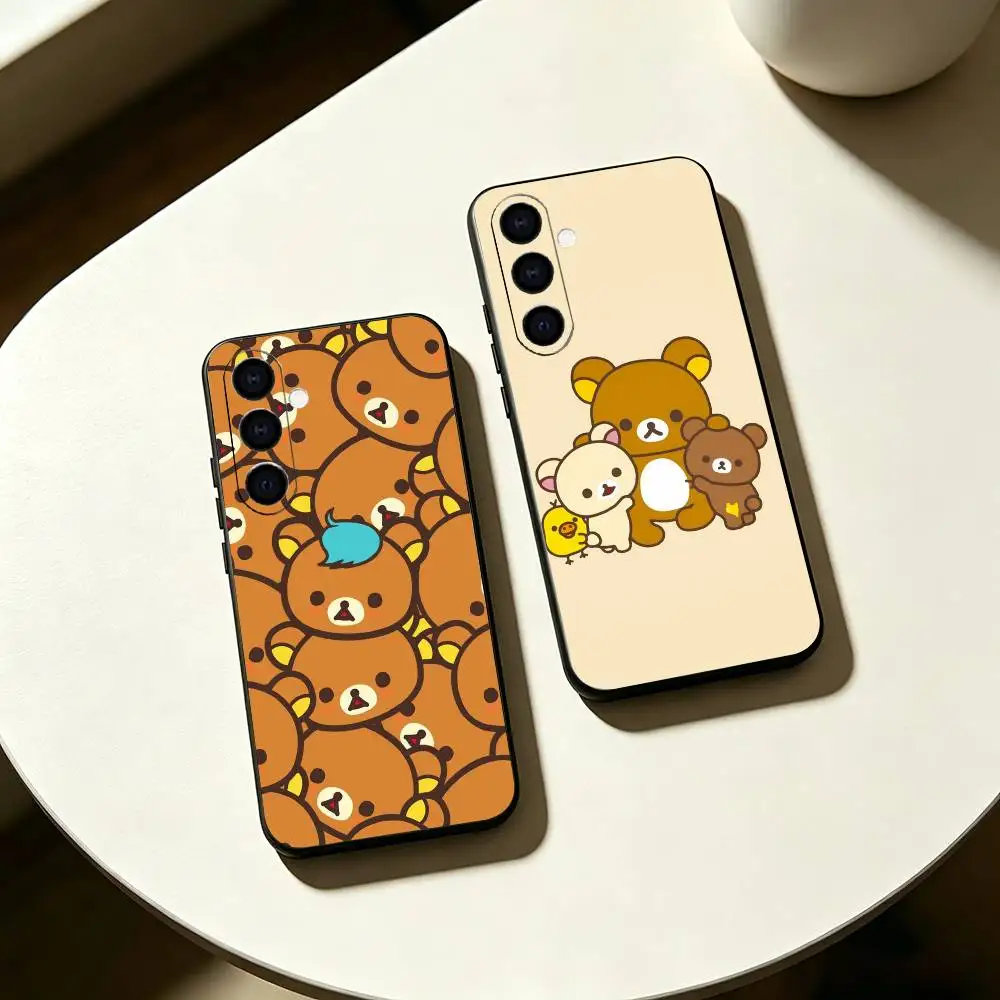 C-Cute characters R-Rilakkuma Phone Case Black Silicone Soft For Samsung Galaxy A73,A72,A71,A70,A53,A52,A51