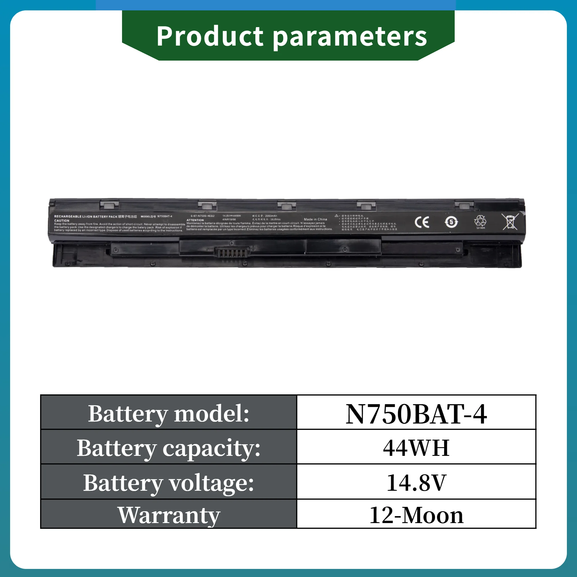 Factory Direct! N750BAT-4 6 Laptop Battery For Clevo N750BU N751BU N750WU N750S Series 87-N750S-31C00 6-87-N750S-4EB1 4EB2 3CF1
