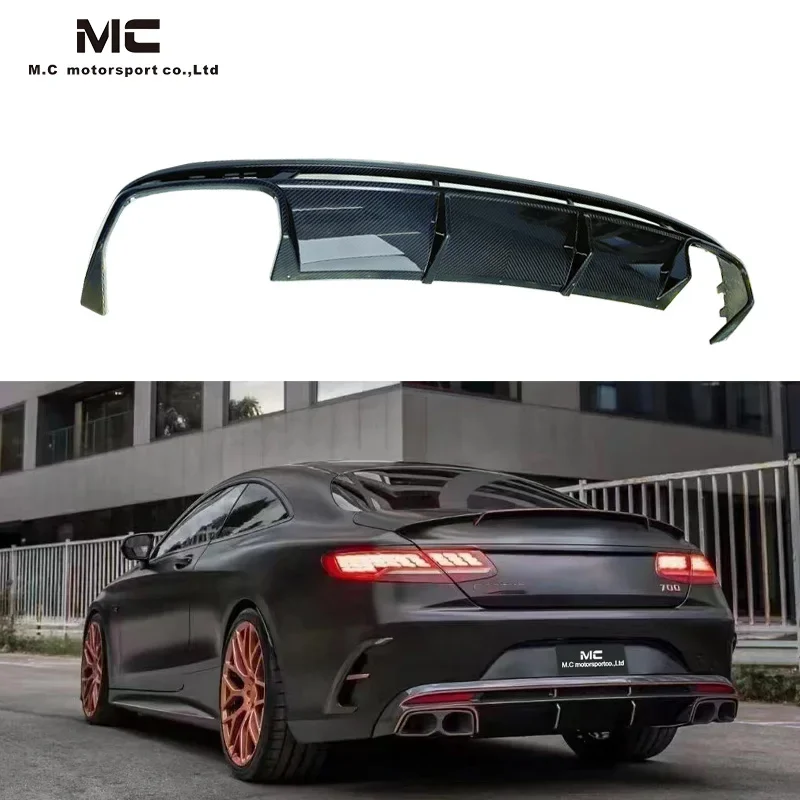 For  Benz BS Style Carbon Fiber Rear Diffuser for S-CLASS C217 S63 S65 AMG COUPE Rear Bumper Lip