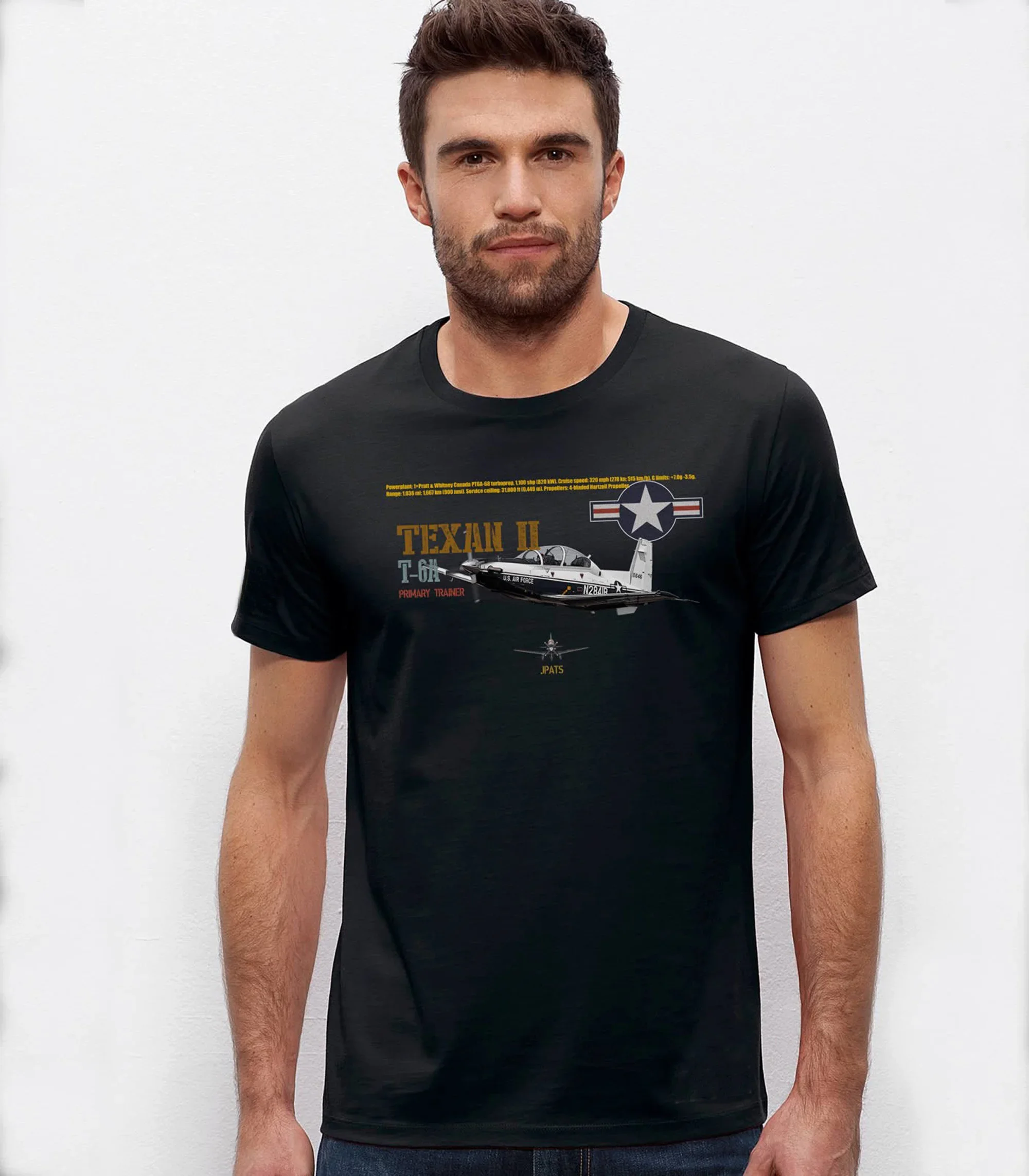 Retro T-6C Texan II Turboprop Military Trainer T-Shirt 100% Cotton O-Neck Short Sleeve Summer Casual Mens T-shirt Streetwear