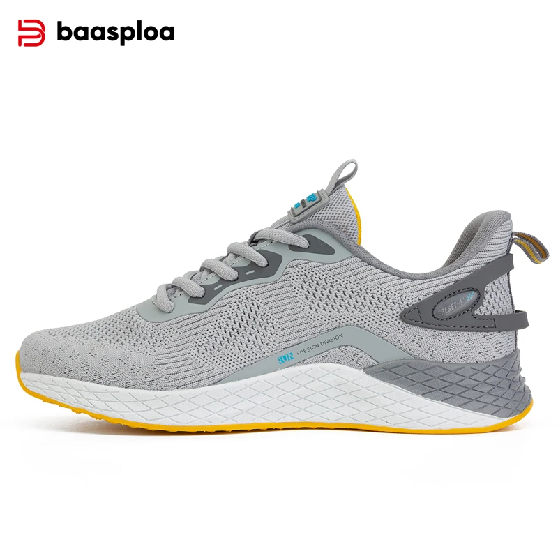 

Baasploa Men Running Shoes Fashion Male Designer Mesh Casual Sneakers Lightweight Lace-Up Male Outdoor Sports Tennis Shoe