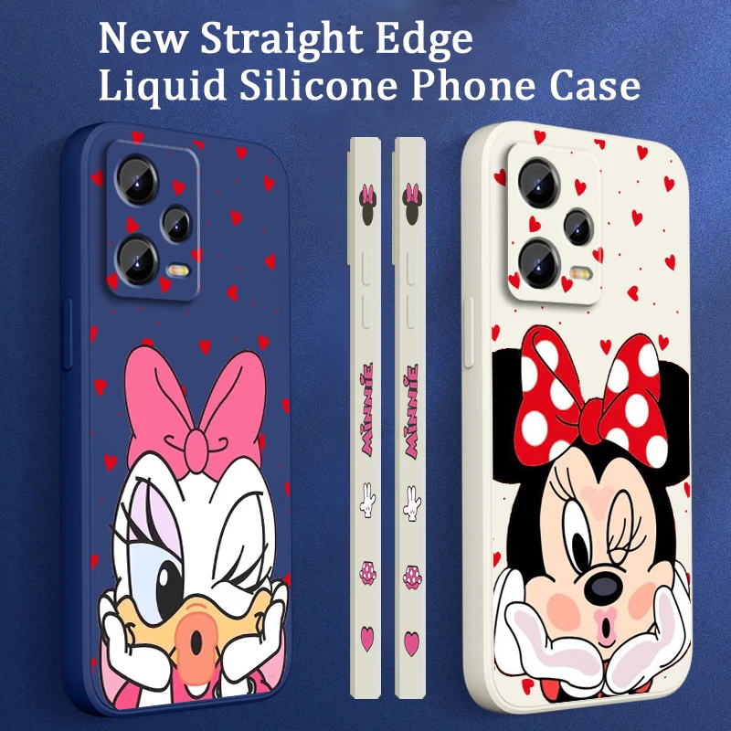 

Minnie Daisy Cute Disney Liquid Left Rope For Xiaomi Redmi Note 13 12 12S 12R 11 11T 11S 10 10S Pro Plus 5G Soft Phone Case