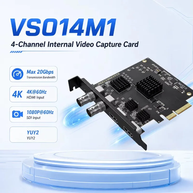 PCIe2.0 X4 2HDMI+2SDI Hybrid Capture Card 4K60 HDMI &1080P60 SDI with 3.5mm Line-in YUY2 Multi Mode PCI Capture Card