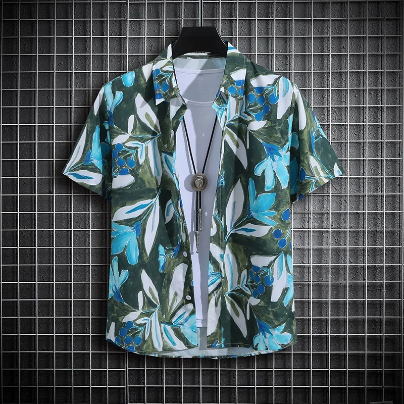 Comfortable Printed Turn-down Collar Casual Shirt for Men  Hawaiian Shirt  White Shirt  Chemise Homme  Festival Hombre