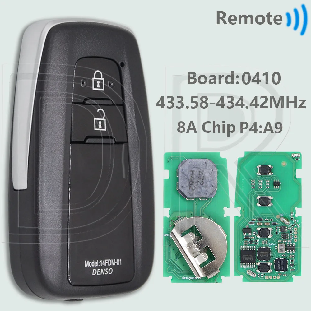 DR 8A Chip P4:A9 433.58-434.42MHz 61E206-0010 BR2EX Proximity Car Remote Control Key For Toyota CHR CH-R 2018+ image 3