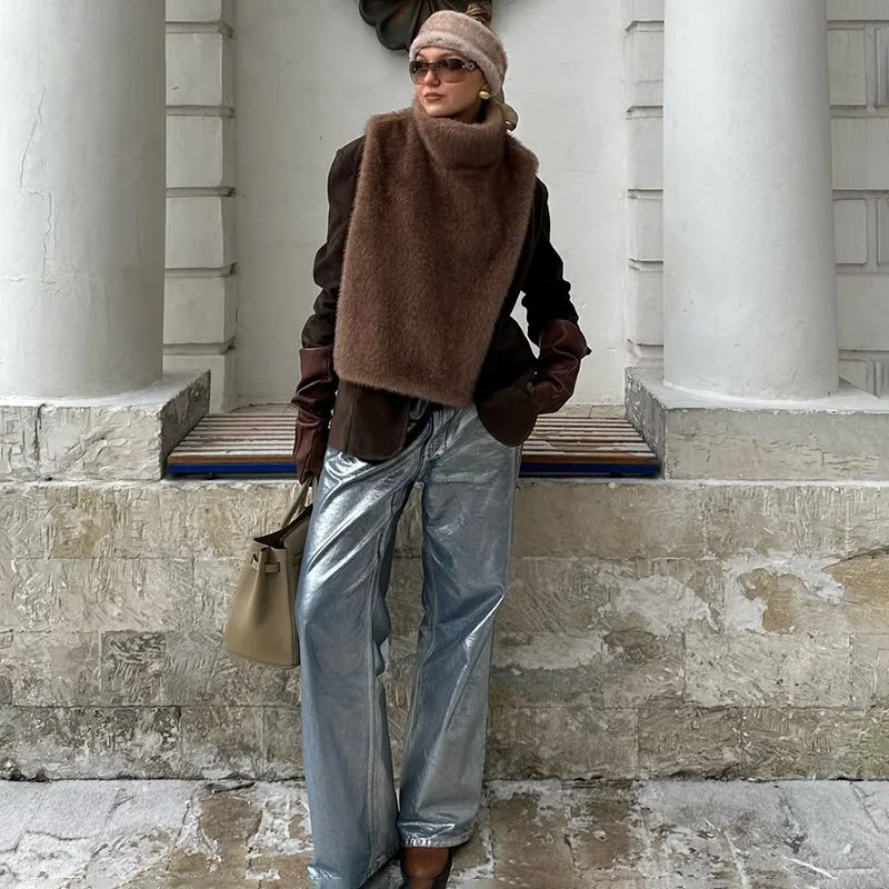 Ticketsx سترة صوف نسائية موضة جديدة متينة بدون أكمام شتوية دافئة سترة عتيقة سترة نسائية غير رسمية عالية الشارع #6