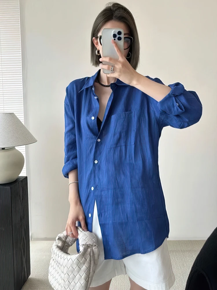 長袖コットンリネンオーバーサイズシャツ女性白ロングシャツ春夏レディビーチカジュアルアウターベーシックトップブラウス