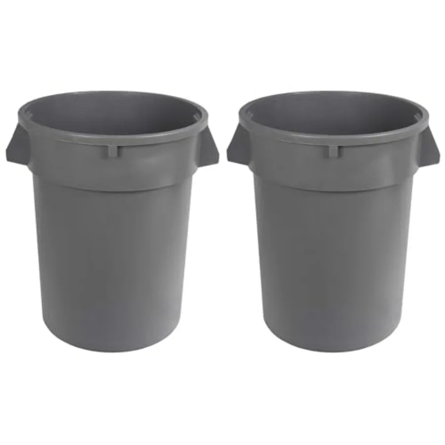 

Heavy Duty Sturdy Round Trash Can 32 Gallon Grey Pack of 2