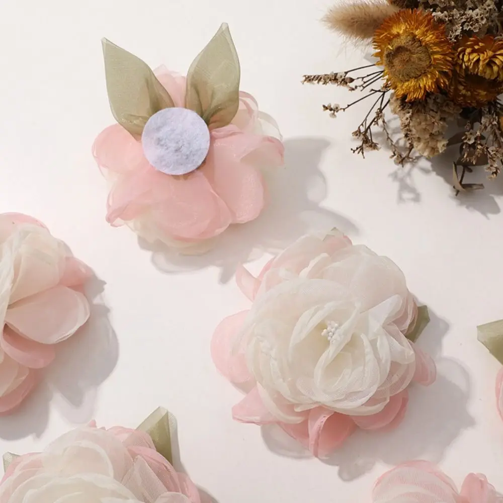 

5PCS 3D Organza Flower Cloth Patches Multilayer DIY Crafts Cloth Applique Handmade Materials Artificial Rose Jewelry Accessories