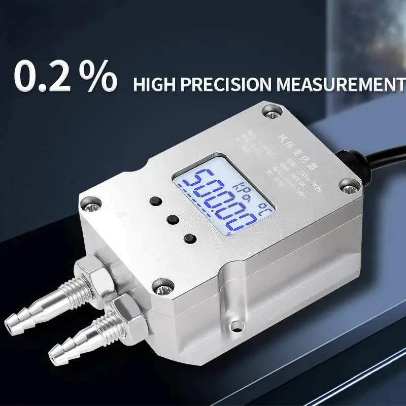 Wind Pressure Transmitter Differential Pressure Sensor Gas Negative Pressure Meter Fan Pipeline Digital Display 4-20ma