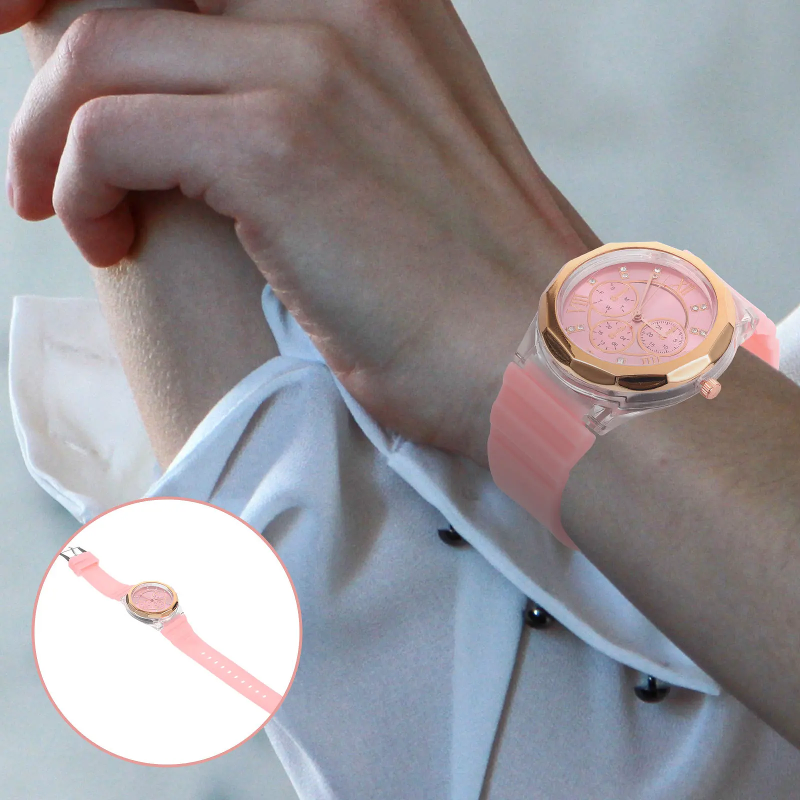 

Wrist Watch for Women Digital Fashion Small Watches Pink Bracelet Hollow Quartz Miss