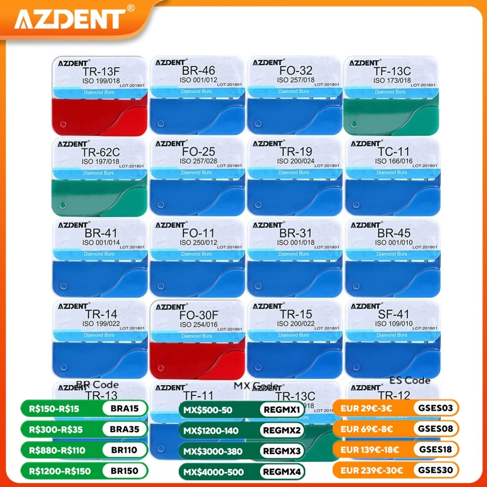 20 pudełek dentystyczne wiertła diamentowe do szybkiej rękojeści AZDENT Medium FG 1.6mm wiertła polerskie Instrument laboratoryjny narzędzia