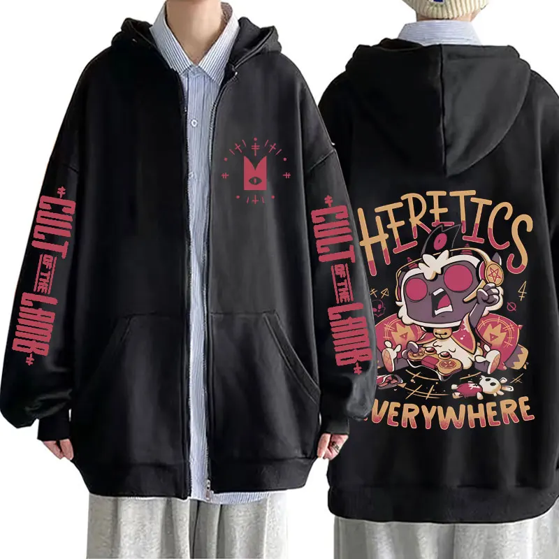 

Hot Sale Game Cult of The Lamb Graphic Zipper Hoodie Fans Gift Men Women Casual Zip Up Jacket Coat Male Cute Oversized Hoodies