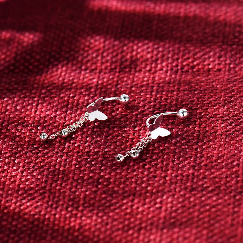 925 Sterling Silver Butterfly Round Drop Earrings for Woman Punk Screw Ball Korean Fashion Chain Rock New Earring Luxury Jewelry