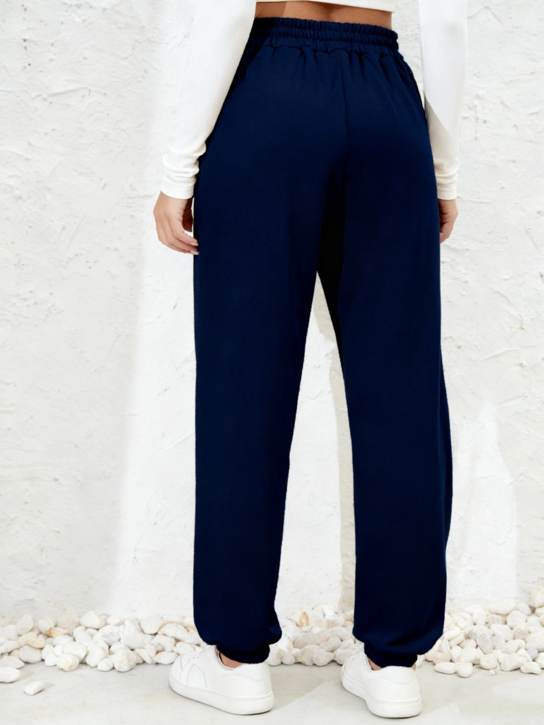 ロサンゼルス西海岸 92 プリントスウェットパンツ女性冬パンツフリース暖かい弾性ウエストポケットズボンカジュアル女性服