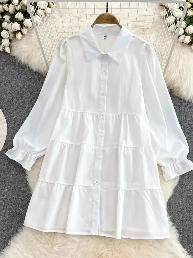 Spring Autumn Cowboy Waistcoat Female Elegant Length Sleeve White Shirt Dress Vest Women's Two-Piece Set GD785