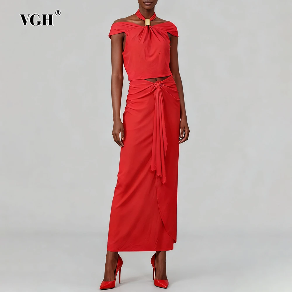 

VGH Design Sense однотонные утягивающие комплекты из двух предметов для женщин с квадратным воротником и короткими рукавами, топ с высокой талией, элегантный комплект, женский новый