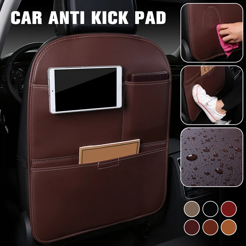 

Waterproof PU Leather Car Seat Cover Baby Kid Anti-kick Mat Anti-Scratch Mud Dirt Proof Seat Back Protector w/Storage Pocket