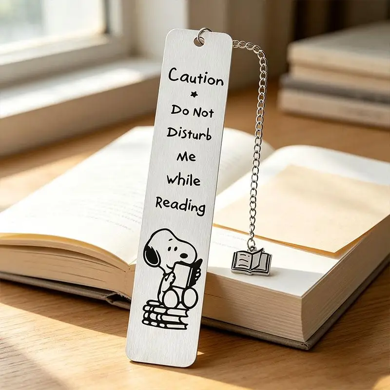 Kawaii Snoopys Reading Bookmark with Book Ornament Engraved Don't Disturb Me While Reading Cute Birthday Gifts