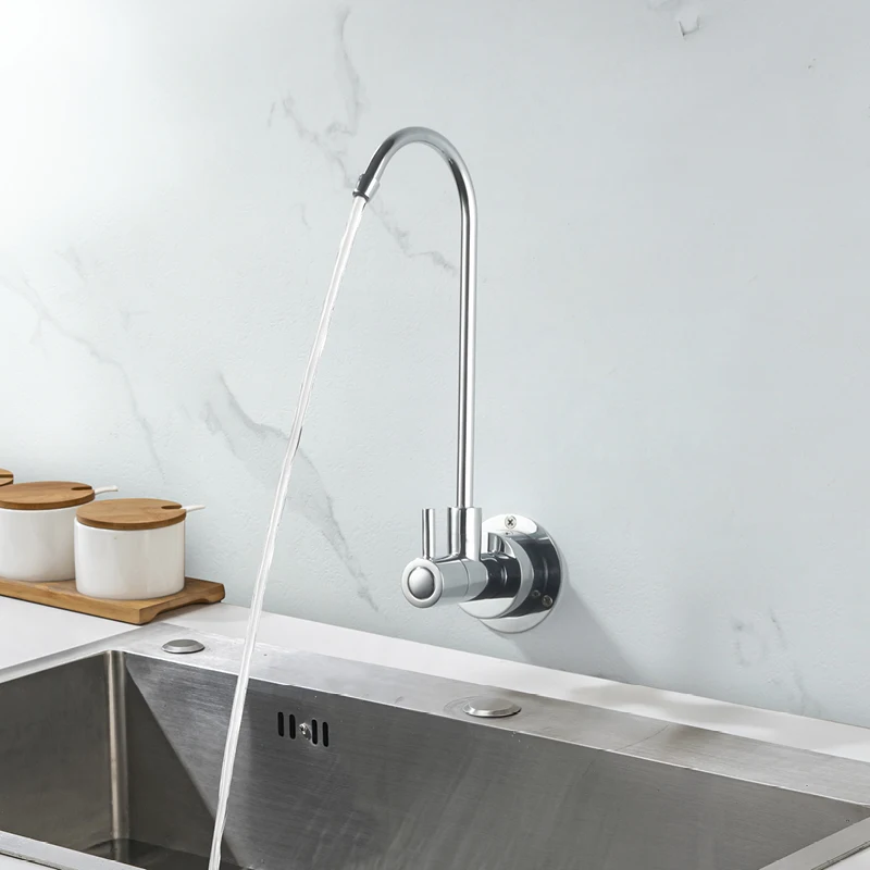 

Single Cold Kitchen Sink Faucet Wall Mounted Rotatable Vessel Sink Faucet Modern Single Handle Kitchen Sink Faucets Chrome