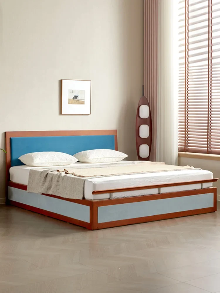 Caja de almacenamiento de madera de cerezo, cama doble de 1,8 metros y 1,5 metros, dormitorio, boda, suave