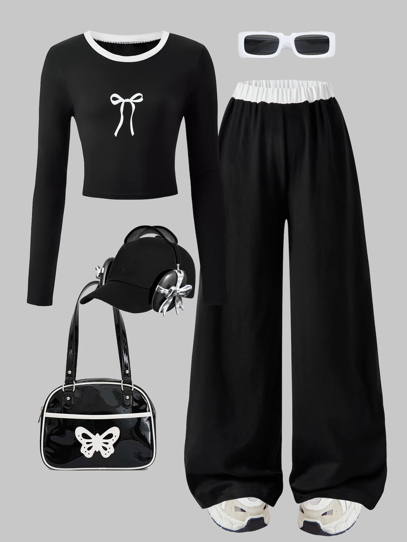 Girls' long-sleeved trousers suit for spring and autumn; children's straight-leg trousers for girls of middle and older