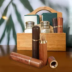 Technological Gadgets Decorative Toothpick Holder Box Container Kitchen Special Accessories Table Dining Dispenser Wooden