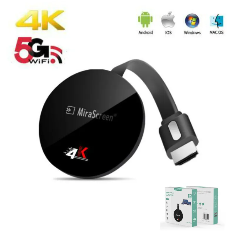 

G7 Plus TV Stick 2.4G/5G 4K Wireless WiFi Mirroring Cable Adapter 1080P Display Dongle for iPhone Xiaomi Huawei Android Phone