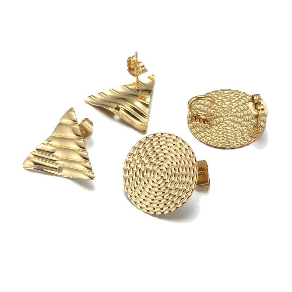 

10pcs/Lot Stainless Steel Triangle Round Earring Base Connector for Earrings Post Back For DIY Jewelry Making Supplies Wholesale