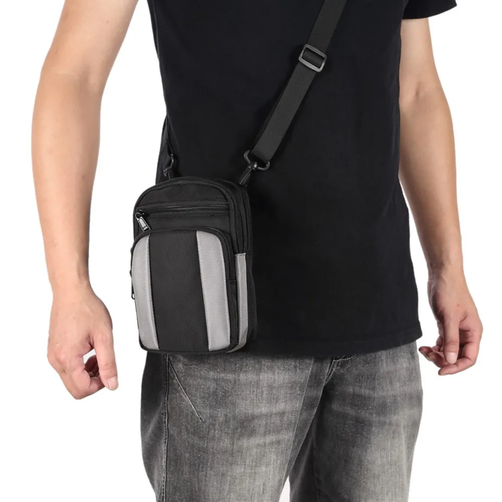 Double-layer mobile phone bag, durable Oxford fabric waist strap bag, multi-functional waterproof single shoulder crossbody bag