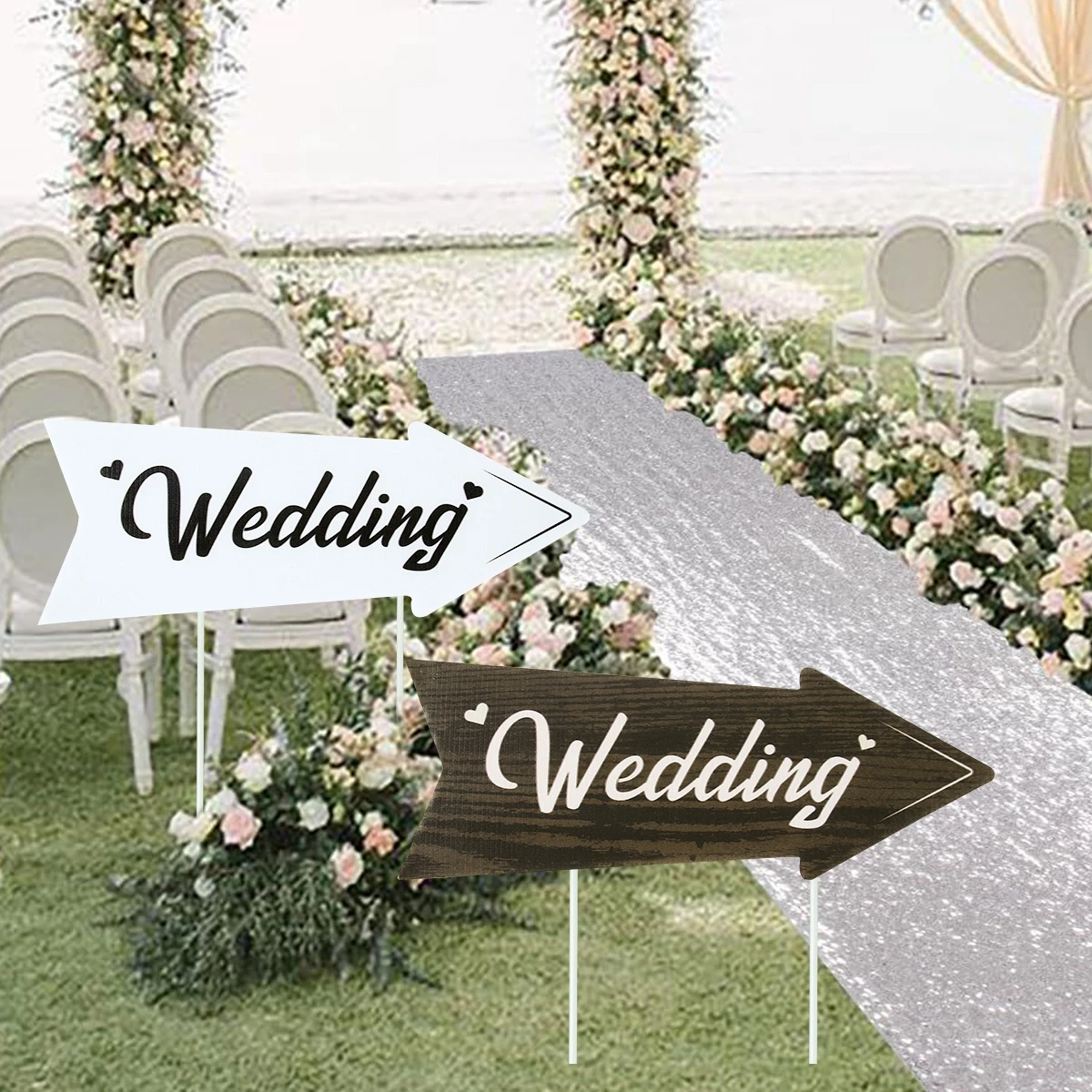 Hochzeit Richtung Holzschilder Hochzeit Party Dekoration Erwachsene Gefälligkeiten Holzschilder Garten Dekor Happy Wedding Party Supplies