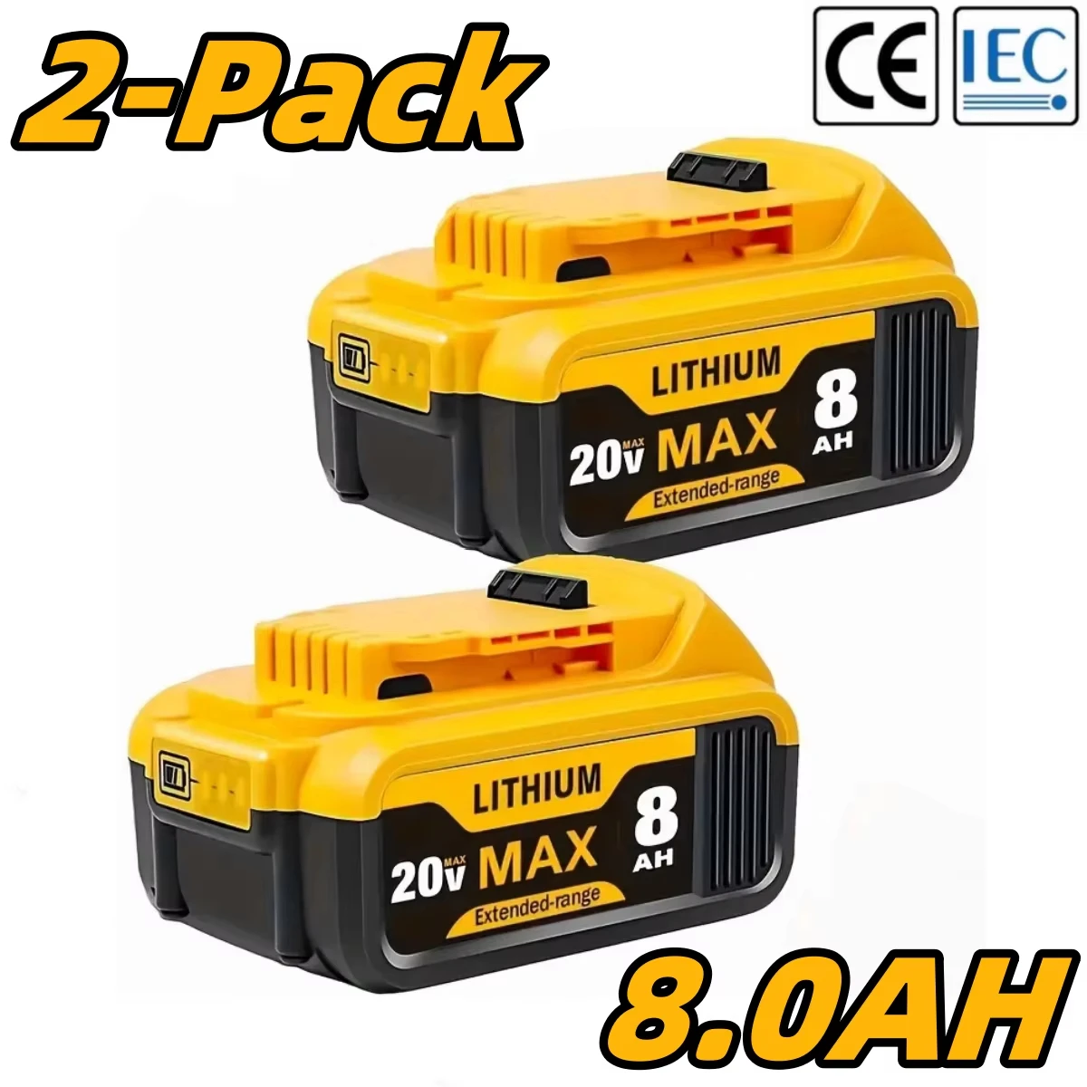 

Suitable for Dewei Wireless Tool 8.0 Ahh 20V Lithium ion Replacement Battery - Compatible with DCB All Models High Quality