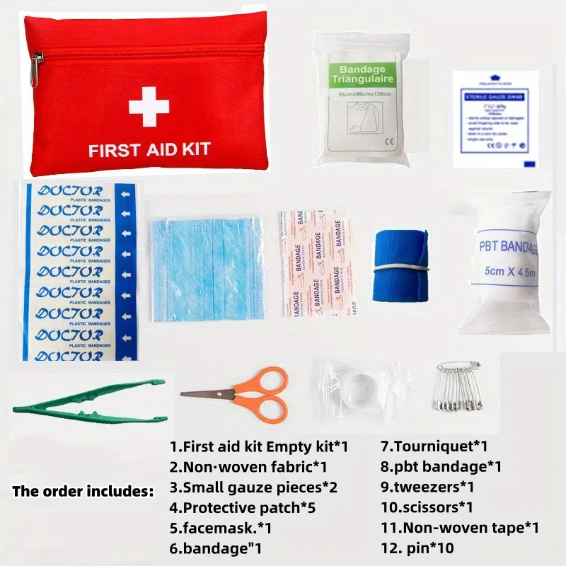 Botiquín de primeros auxilios multiusos de 12/22 Uds., botiquín de primeros auxilios multifuncional, botiquín de primeros auxilios portátil para el hogar, el coche, la oficina, los viajes, uso al aire libre