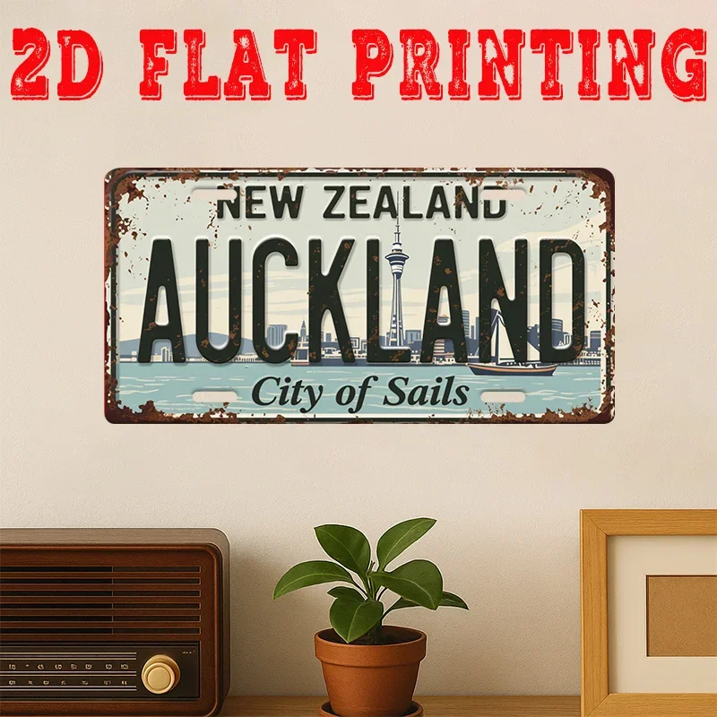 2D Flat, 1pc Vintage Metal Sign, Decorative Sign, Auckland City Sails Sign, Garage Decor, Bar Wall Art, Cafe Decor, Home Deco