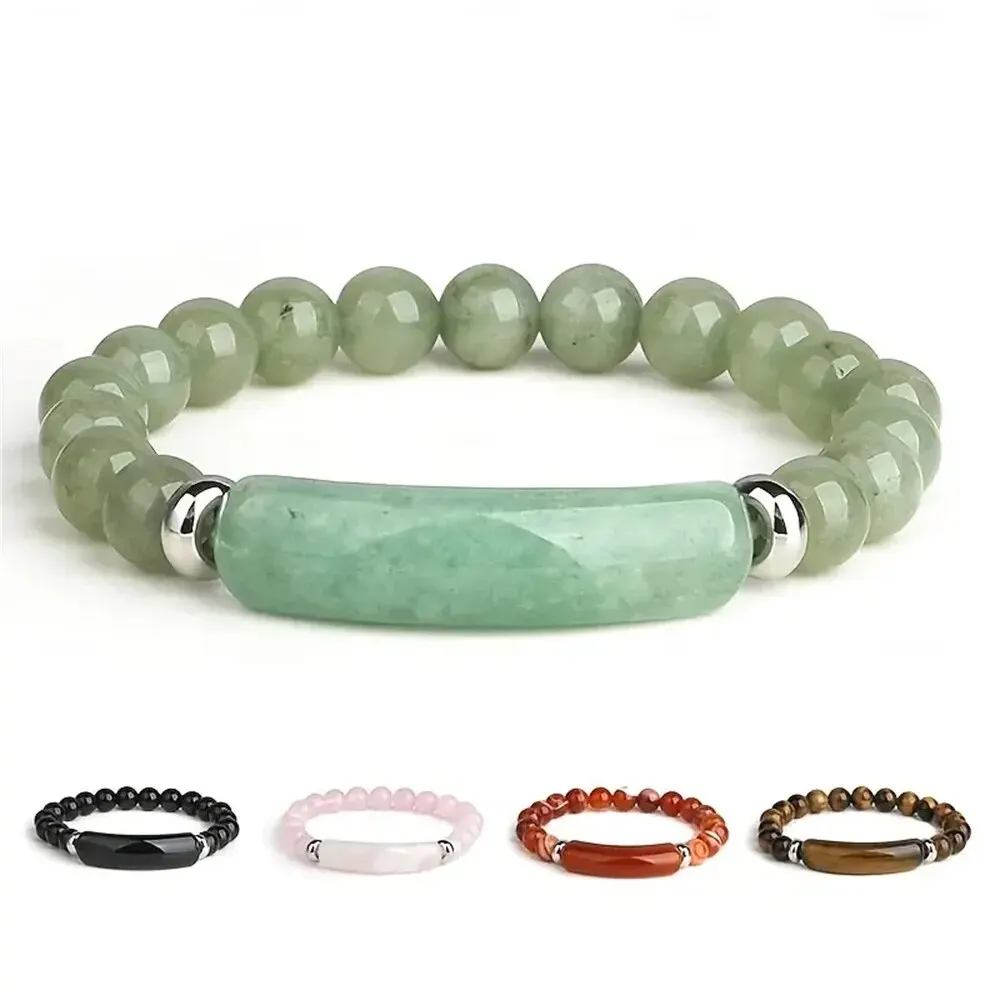 1pc Healing Handmade Stone Bracelet Turquoise Natural Malachite Gemstone Crystal Rough Bracelet Body Energy Yoga