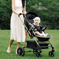 Poussette pour Bébé 3 en 1, mir de Couchage Confortable et observateur, Chariot à Pousser Bidirectionnel, Landau de Voyage Pliable