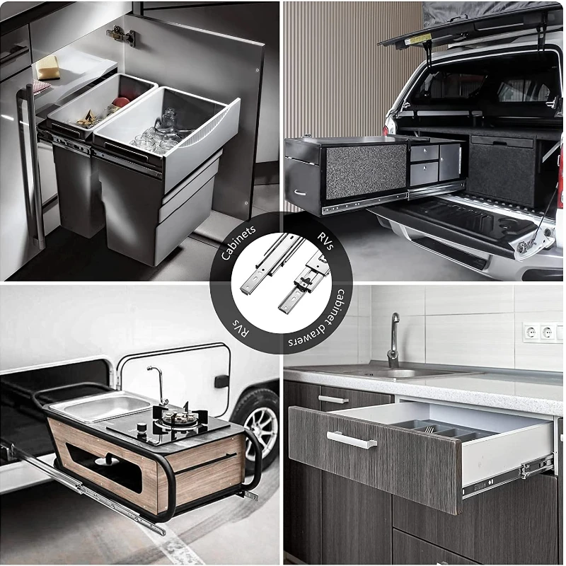 Imagem -02 - Corrediças da Gaveta dos Encaixes da Mobília da Capacidade de Carga Alta da Corrediça da Gaveta do Fechamento para Armários Prateleira dos Bens