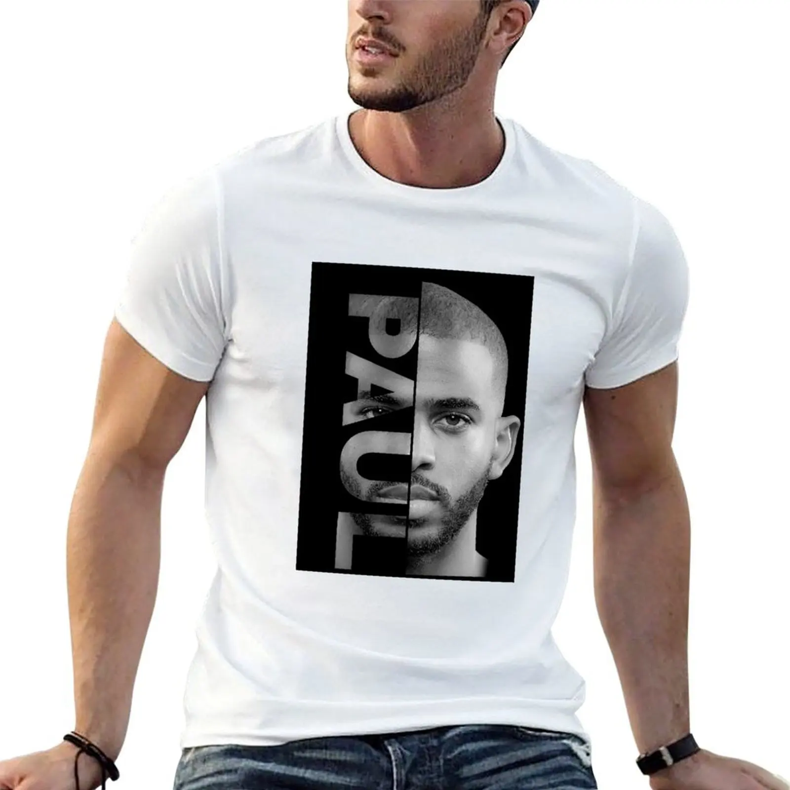 Chris Paul - Camiseta negra/blanca, camisetas de algodón para hombre, camiseta 100% algodón para hombre, camisetas de alta calidad, camiseta de marca de lujo