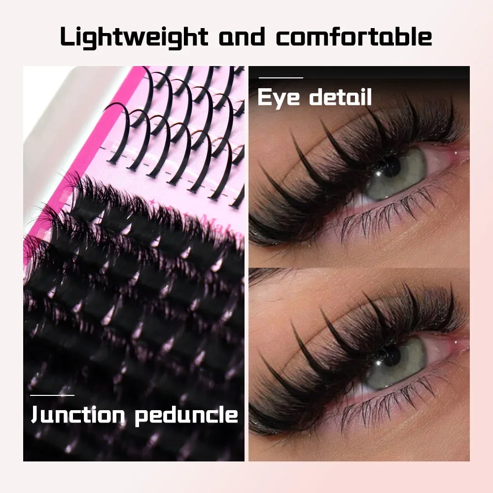 HBZGTLAD 6mm-18mm Mix D Curly Natural Fluffy Style Spikes 60D-200D DIY Clustered False Eyelash Mixing Set Dramatische Wimpern