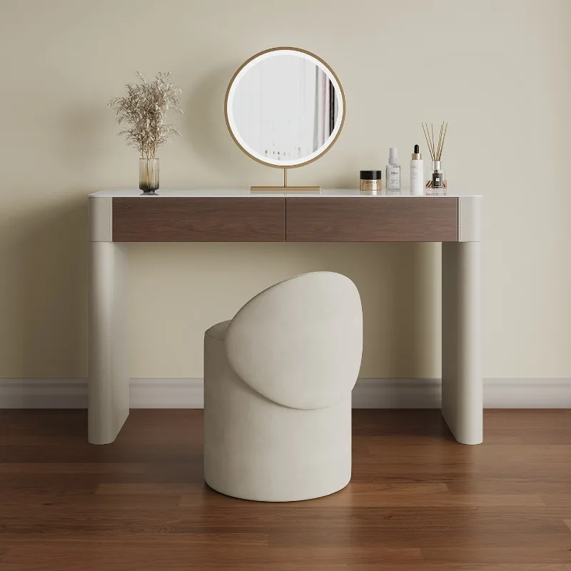 Italian Natural Chair Vanity Desk Luxury Gothic Living Room Bathroom Vanity Desk Cabinet Mirror Coiffeuse Avec Miroir Furniture