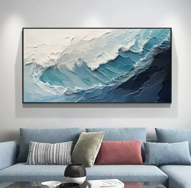 #Canvas Texture Modern Hanging Painting Simple Advanced Horizontal Decorative Living Room Background Wall Painting